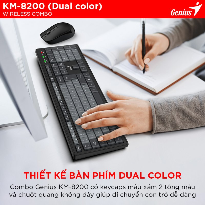 Bộ Phím Chuột Không Dây Genius Smart KM-8200 Dual Color4
