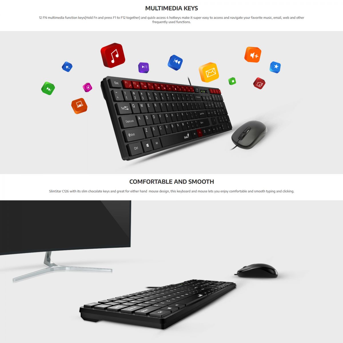 Bộ Phím Chuột Không Dây Genius SlimStar C1260